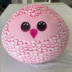 Ty Squish-a-Boo Pinky the Owl. 14” Plush Pink and White